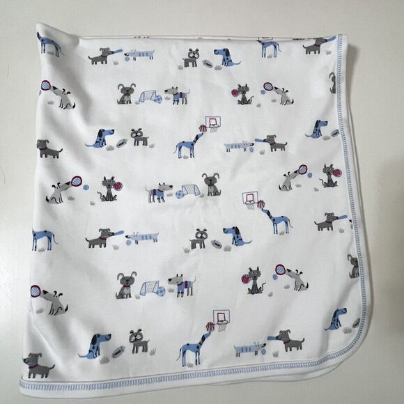 Kissy Kissy Dogs Playing Sports Pima Cotton Baby Receiving Blanket Lovey Blankie - Picture 8 of 15